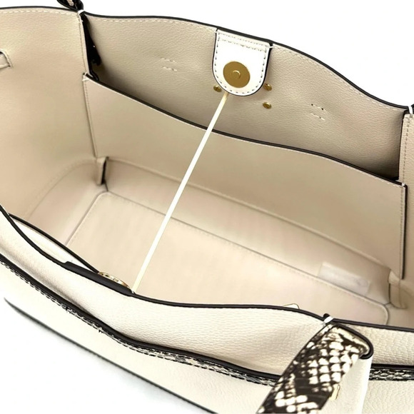 Michael Kors Reed Large Tote Bag Snakeskin Cream/Black - Picture 11 of 12